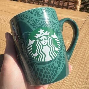 Starbucks Sea Green Mermaid Mug Coffee Cup Ceramic White Illustration 10oz 2020